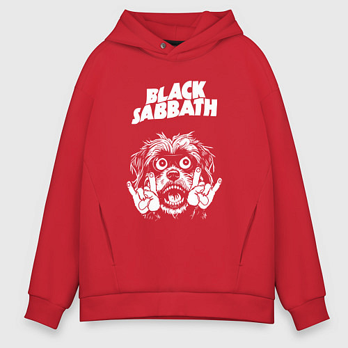 Мужское худи оверсайз Black Sabbath rock dog / Красный – фото 1