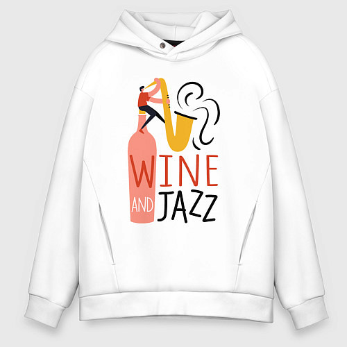 Мужское худи оверсайз Винишко и джаз / Белый – фото 1