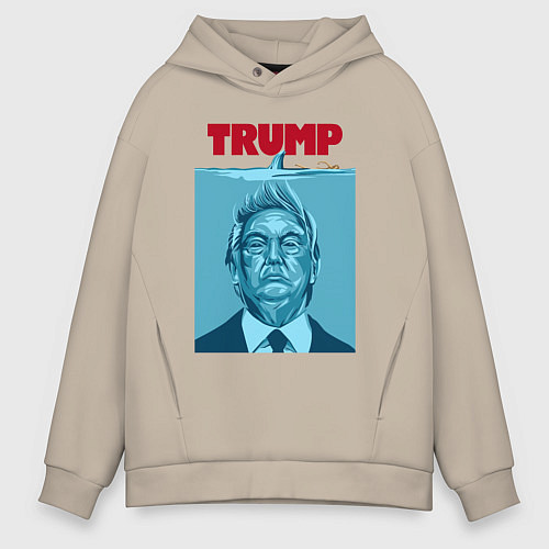 Мужское худи оверсайз Трамп - челюсти / Миндальный – фото 1