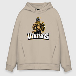 Толстовка оверсайз мужская Vikings team, цвет: миндальный