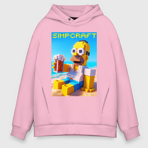 Мужское худи оверсайз Minecraft and Simpsons collaboration - ai art / Светло-розовый – фото 1