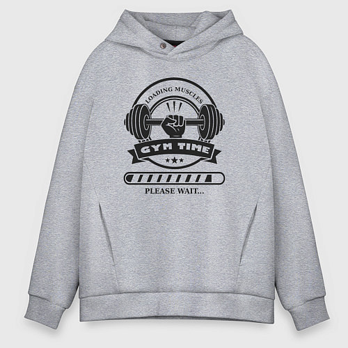 Мужское худи оверсайз Зож время загружать свои мышцы / Меланж – фото 1