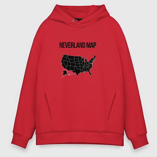 Мужское худи оверсайз Neverland map / Красный – фото 1