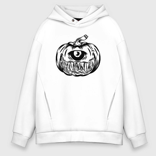 Мужское худи оверсайз Одноглазая тыква / Белый – фото 1