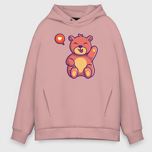 Мужское худи оверсайз Lovely bear / Пыльно-розовый – фото 1