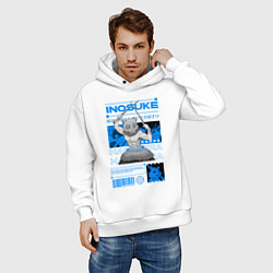 Толстовка оверсайз мужская Клинок рассекающий демонов Inosuke, цвет: белый — фото 2