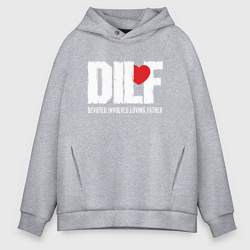 Мужское худи оверсайз Devoted involved loving father - DILF / Меланж – фото 1