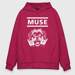 Толстовка оверсайз мужская Muse rock dog, цвет: маджента