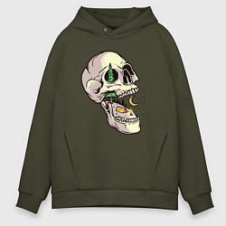 Толстовка оверсайз мужская Кемпинг в черепе, цвет: хаки