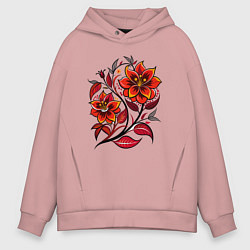 Толстовка оверсайз мужская Алый цветок, цвет: пыльно-розовый