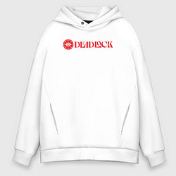 Толстовка оверсайз мужская Deadlock red logo, цвет: белый