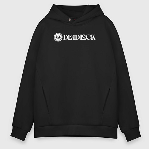 Мужское худи оверсайз Deadlock white logo / Черный – фото 1