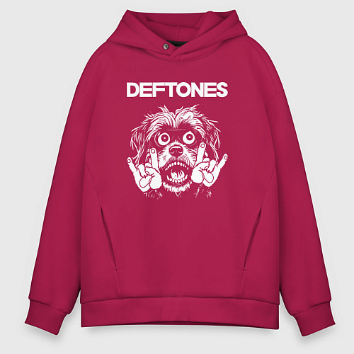 Мужское худи оверсайз Deftones rock dog / Маджента – фото 1