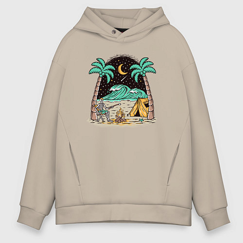 Мужское худи оверсайз Отдых у моря / Миндальный – фото 1