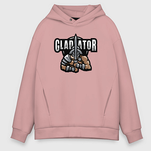 Мужское худи оверсайз Гладиатор с мечом / Пыльно-розовый – фото 1