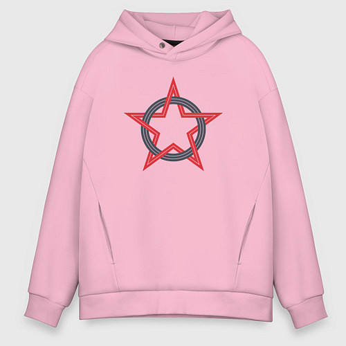 Мужское худи оверсайз Circle star USSR / Светло-розовый – фото 1