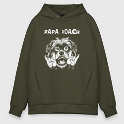 Толстовка оверсайз мужская Papa Roach rock dog, цвет: хаки