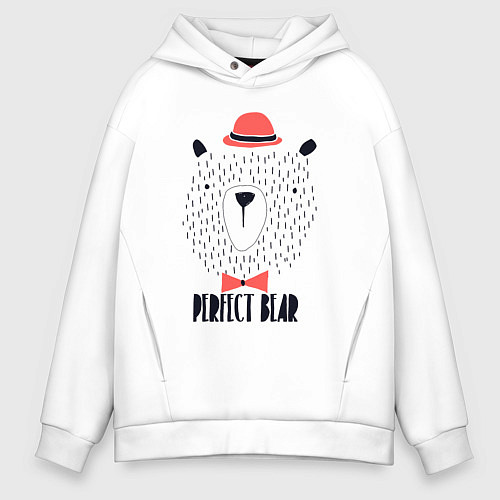 Мужское худи оверсайз Идеальный медведь / Белый – фото 1