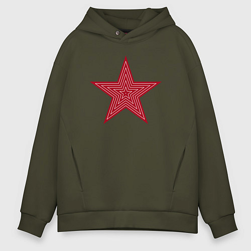 Мужское худи оверсайз USSR red star / Хаки – фото 1