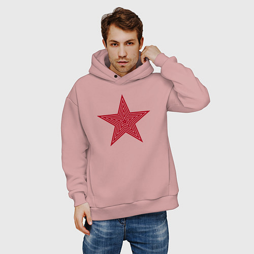 Мужское худи оверсайз USSR red star / Пыльно-розовый – фото 3