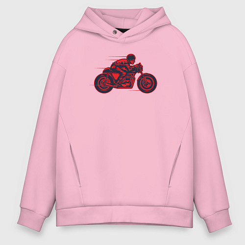 Мужское худи оверсайз Speedy biker / Светло-розовый – фото 1