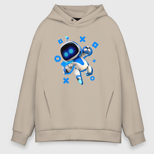 Мужское худи оверсайз Астро бот - маскот / Миндальный – фото 1