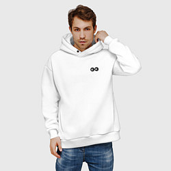 Толстовка оверсайз мужская Глазки то бегают смайл, цвет: белый — фото 2