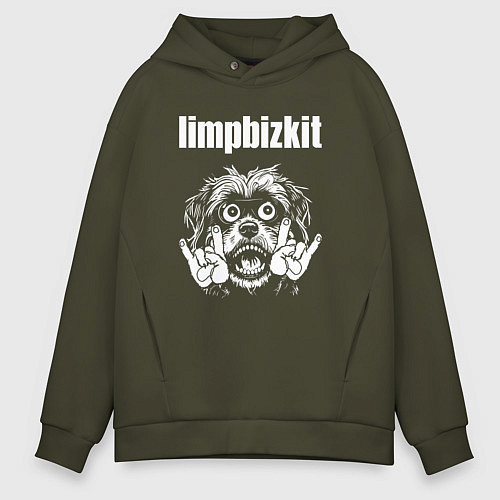 Мужское худи оверсайз Limp Bizkit rock dog / Хаки – фото 1
