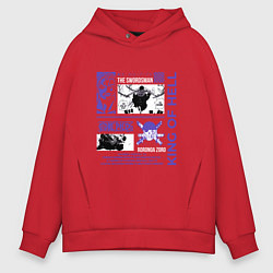 Толстовка оверсайз мужская Ван пис Зоро меченосец, цвет: красный