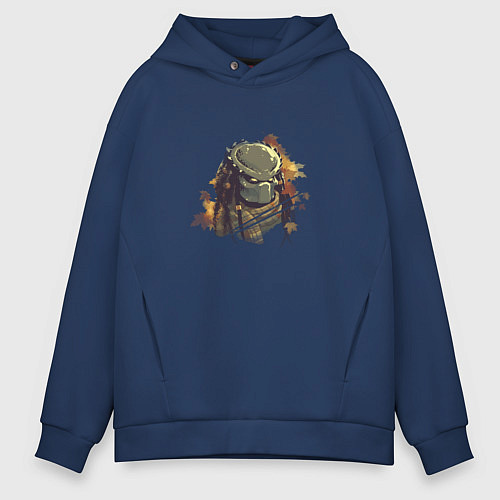 Мужское худи оверсайз Осенний хищник / Тёмно-синий – фото 1