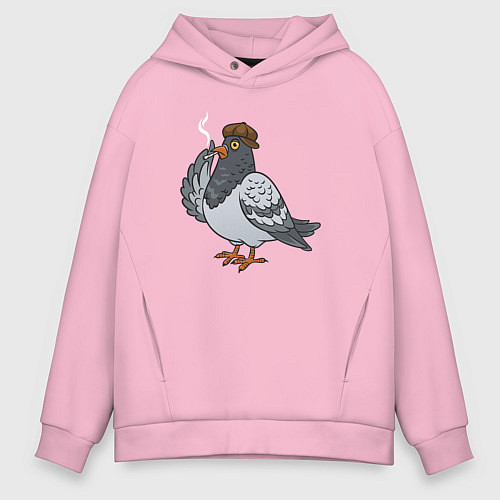 Мужское худи оверсайз Голубь хулиган / Светло-розовый – фото 1