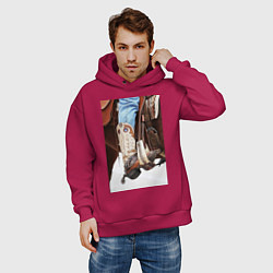 Толстовка оверсайз мужская Western style, цвет: маджента — фото 2
