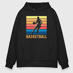 Толстовка оверсайз мужская Basketball lettering, цвет: черный