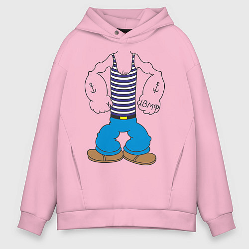 Мужское худи оверсайз Тело морячка / Светло-розовый – фото 1