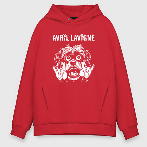 Мужское худи оверсайз Avril Lavigne rock dog / Красный – фото 1