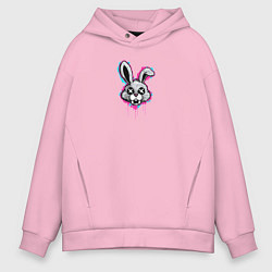 Толстовка оверсайз мужская Заяц злой монстр, цвет: светло-розовый