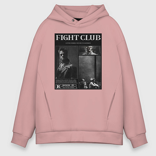 Мужское худи оверсайз Бойцовский клуб постер / Пыльно-розовый – фото 1