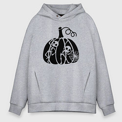 Толстовка оверсайз мужская Скелеты в тыкве, цвет: меланж