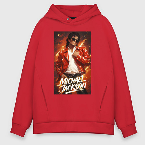 Мужское худи оверсайз Michael Jackson in the red jacket / Красный – фото 1