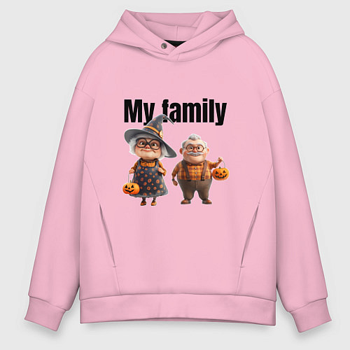 Мужское худи оверсайз Моя семья / Светло-розовый – фото 1