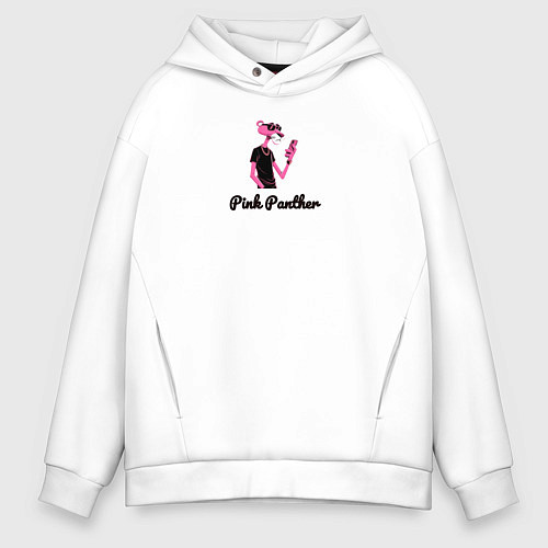 Мужское худи оверсайз Pink Panther с телефоном / Белый – фото 1