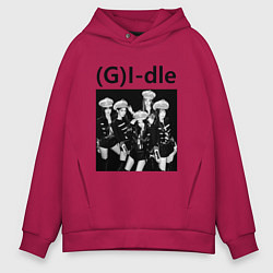 Толстовка оверсайз мужская G I-dle группа в стиле империи, цвет: маджента