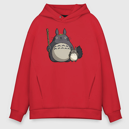 Мужское худи оверсайз Тоторо вдвоем / Красный – фото 1