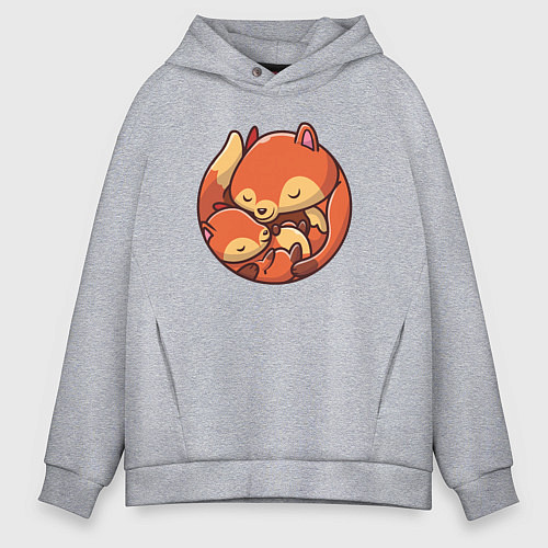 Мужское худи оверсайз Fox family / Меланж – фото 1
