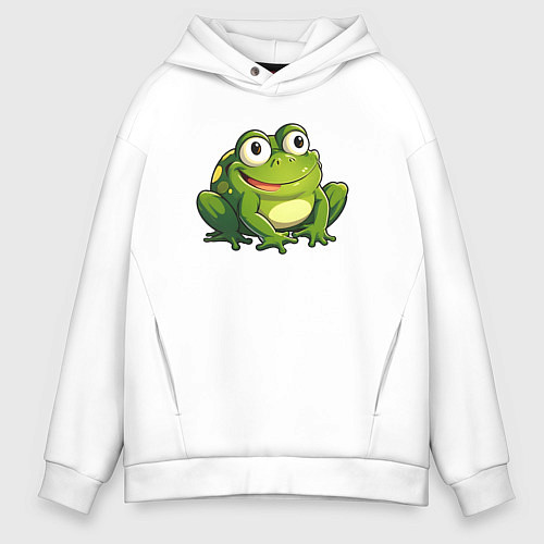 Мужское худи оверсайз Смешная жаба / Белый – фото 1