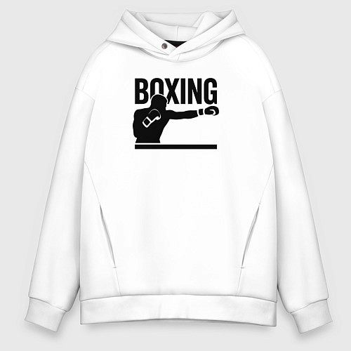 Мужское худи оверсайз Боксер boxing / Белый – фото 1