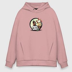 Толстовка оверсайз мужская Grand Theft Auto V logotype, цвет: пыльно-розовый