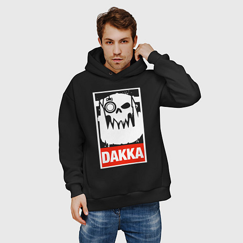 Мужское худи оверсайз Warhammer Dakka / Черный – фото 3