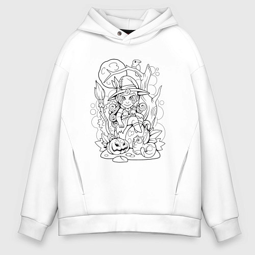 Мужское худи оверсайз Милая маленькая ведьма / Белый – фото 1