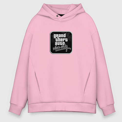 Мужское худи оверсайз GTA logo black / Светло-розовый – фото 1